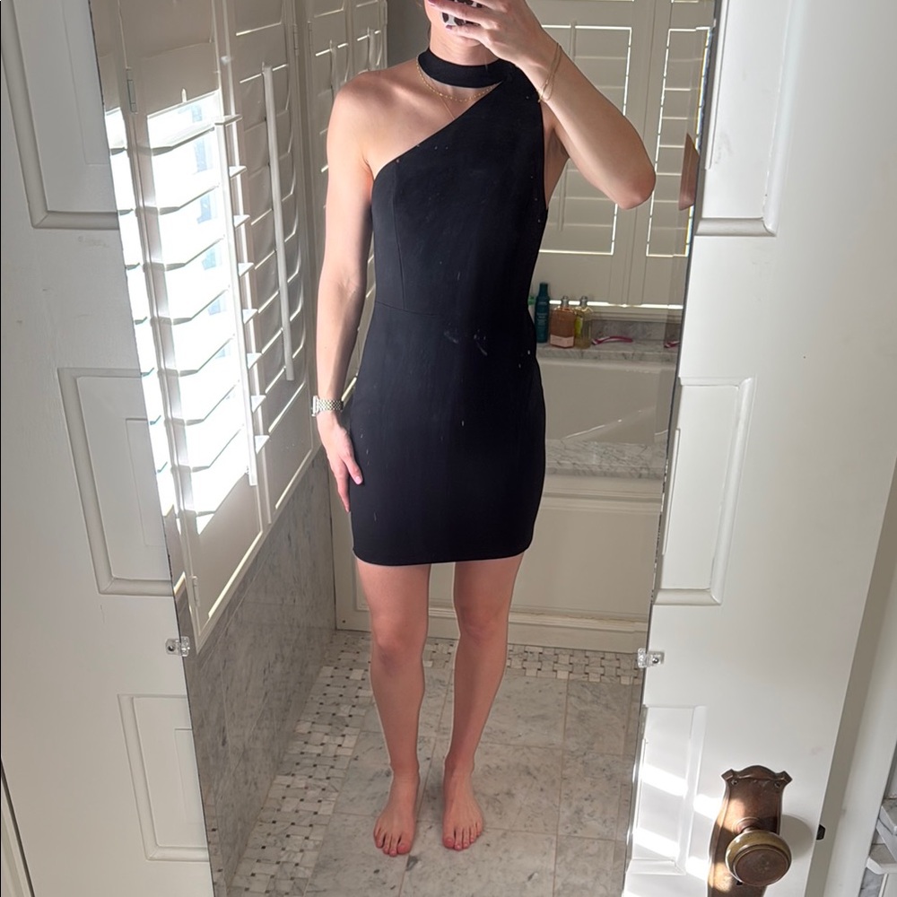 Alice + Olivia Black One-Shoulder Bodycon Dress